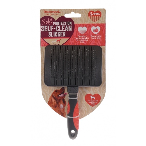 Soft Protection Self Cleaning Slicker Brush. Large