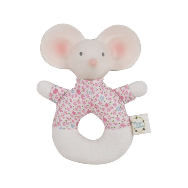 Inside Out Toys-Tikiri- Meiya the Mouse Soft Rattle with Natural Rubber Head